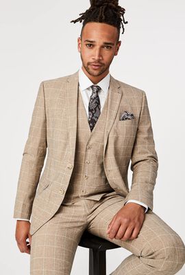 Dallington Tailored Suit Jacket, Tan/Windowpane, hi-res